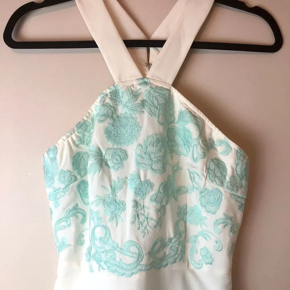 Foxiedox | Mint White Cross Back FIt & Flare Dress - Picture 2 of 8